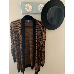 Tiger striped open cardigan